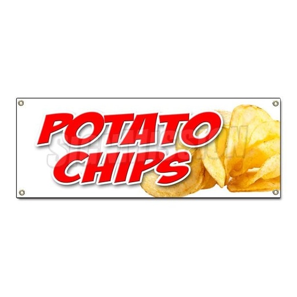 POTATO CHIPS BANNER SIGN kettle bar b que fresh made warm hot crisps